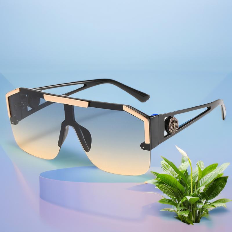 New Lion Head One Piece Sunglasses Trend Big Frame Sunglasses Female Personality Hollow Temple Glasses