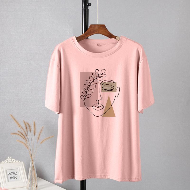 Shellsuning-Camiseta con estampado estético de gran tamaño para mujer, ropa de calle sencilla de manga corta a la moda, camisetas suaves, Tops artísticos básicos de algodón 100% para mujer