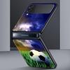 Phone Case for Samsung Galaxy Z Flip 3 4 5 Folding Mobile Shell Hard PC Fundas Black Protect Cover Soccer Ball Football Field