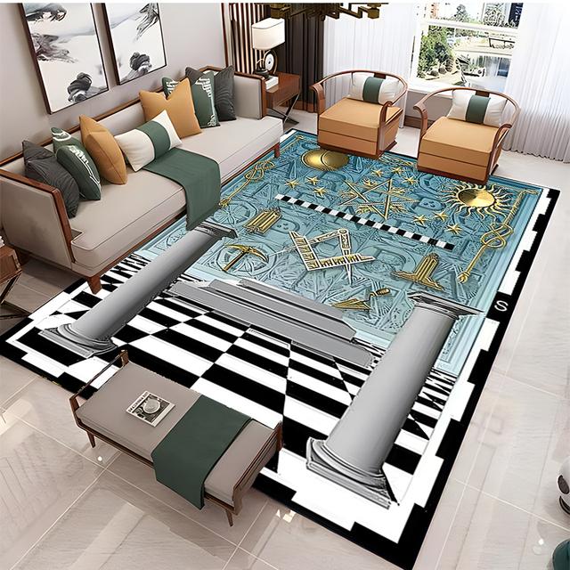 Modern Masonic Living Room Home Decoration Sofa Table Large Rug Bathroom Non-slip Floor Mat