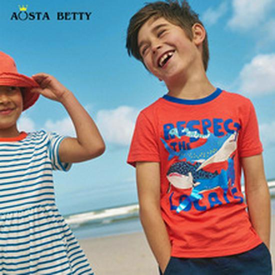 AostaBetty Boys' Round Neck Short Sleeve Summer Two-Piece Homewear Set