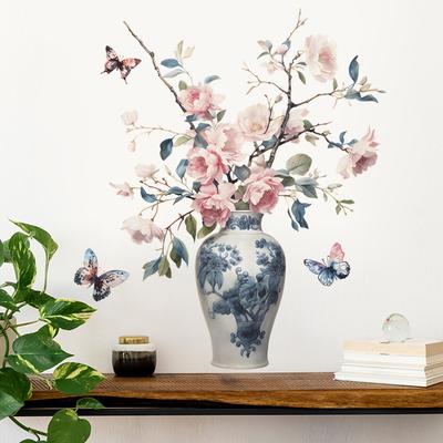 Porzellanvase Arbeitszimmer Schlafzimmer Veranda Haus Wandverschönerung Dekorative Wandaufkleber