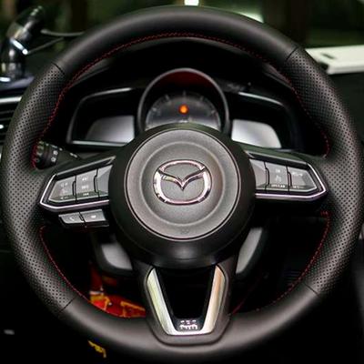 Husa Volan Mașină din Piele Microfibră Neagră Cusută Manual Pentru Mazda 3/6 Axela 2017-2018 Atenza CX-3 CX-5CX-9 Accesoriu Auto