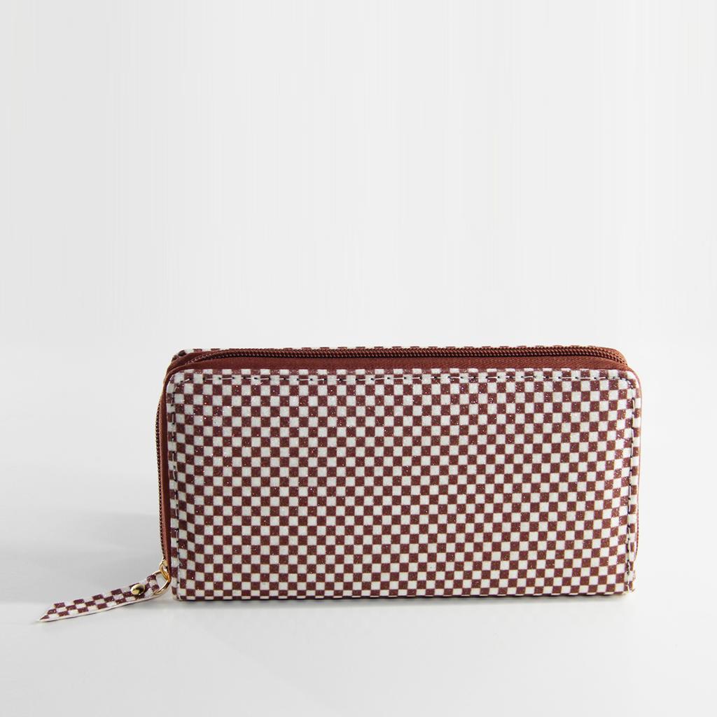 Glitter checkerboard zipper wallet, clutch bag wallet card bag children's bag