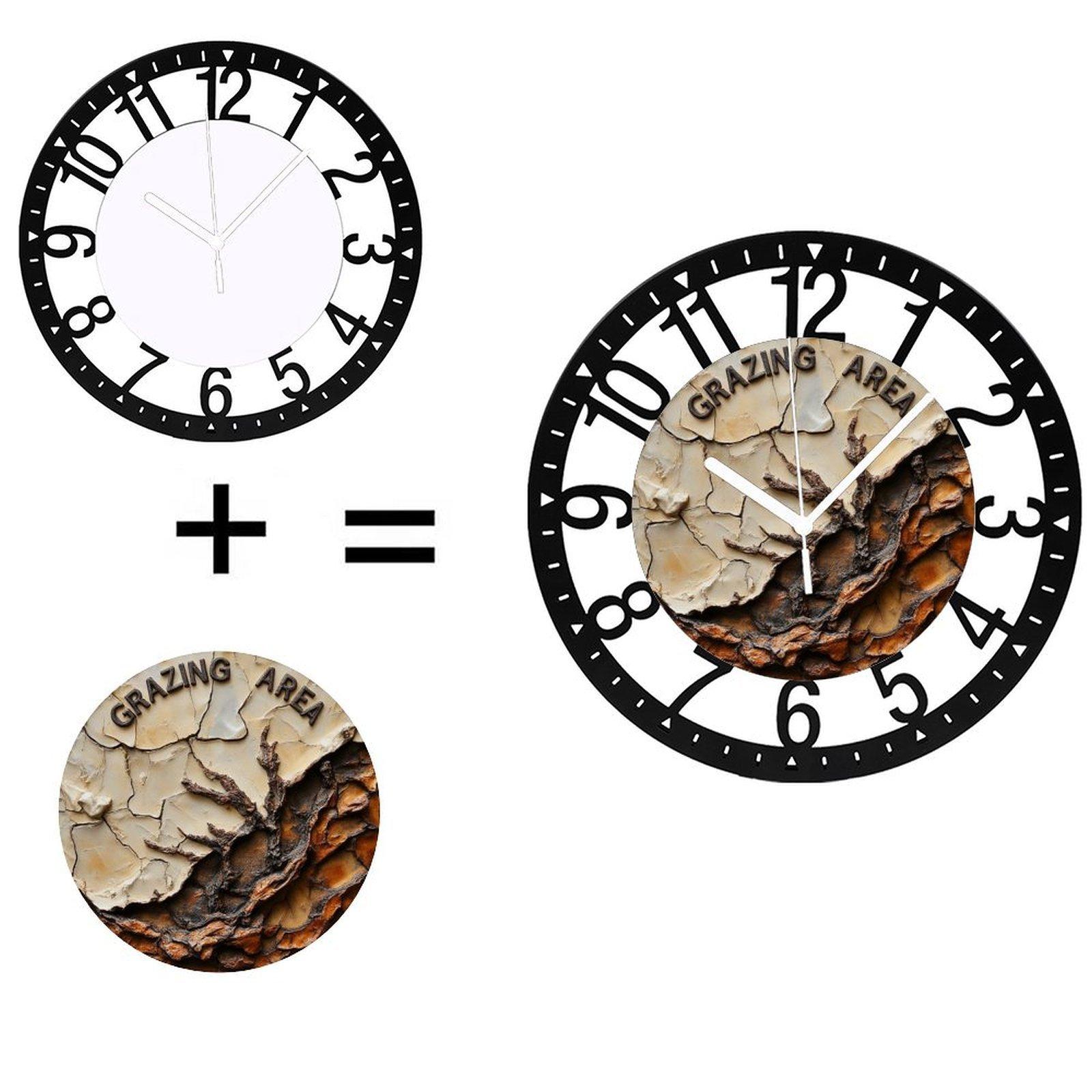 25cm Circular Iron Wall Clock with a Japanese Asanoha Geometric Pattern (Black,10 inch(25.40cm)) чёрный