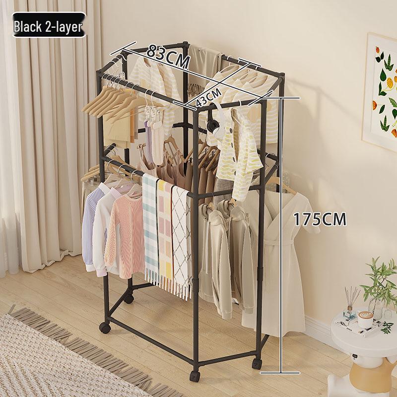 Drehbarer Bodenständer für Kleidung & Hüte mit beweglicher Wäschestange