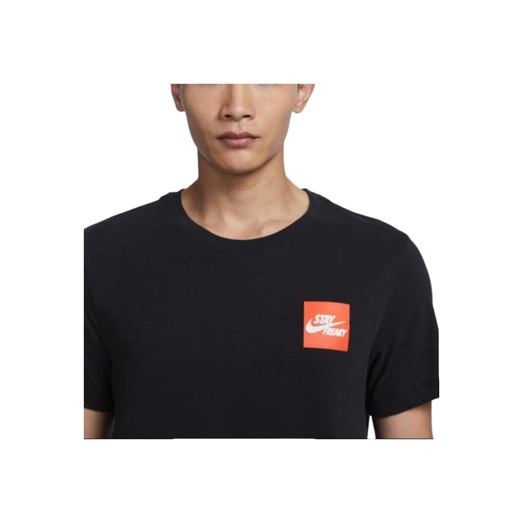 Nike Summer New Basketball Letter Print Quick-Dry Crew Neck Knit T-Shirt Men Tops Black FD0077-010