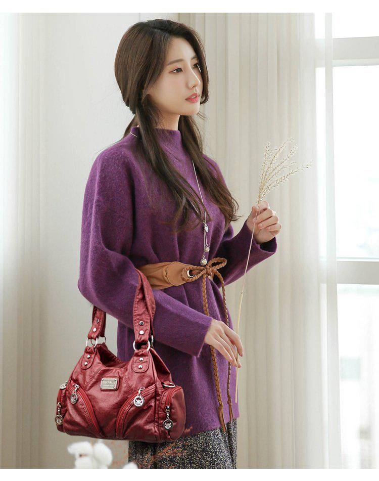 European & American Style 2025 Retro Soft Leather Motorcycle Crossbody Shoulder Bag for Women