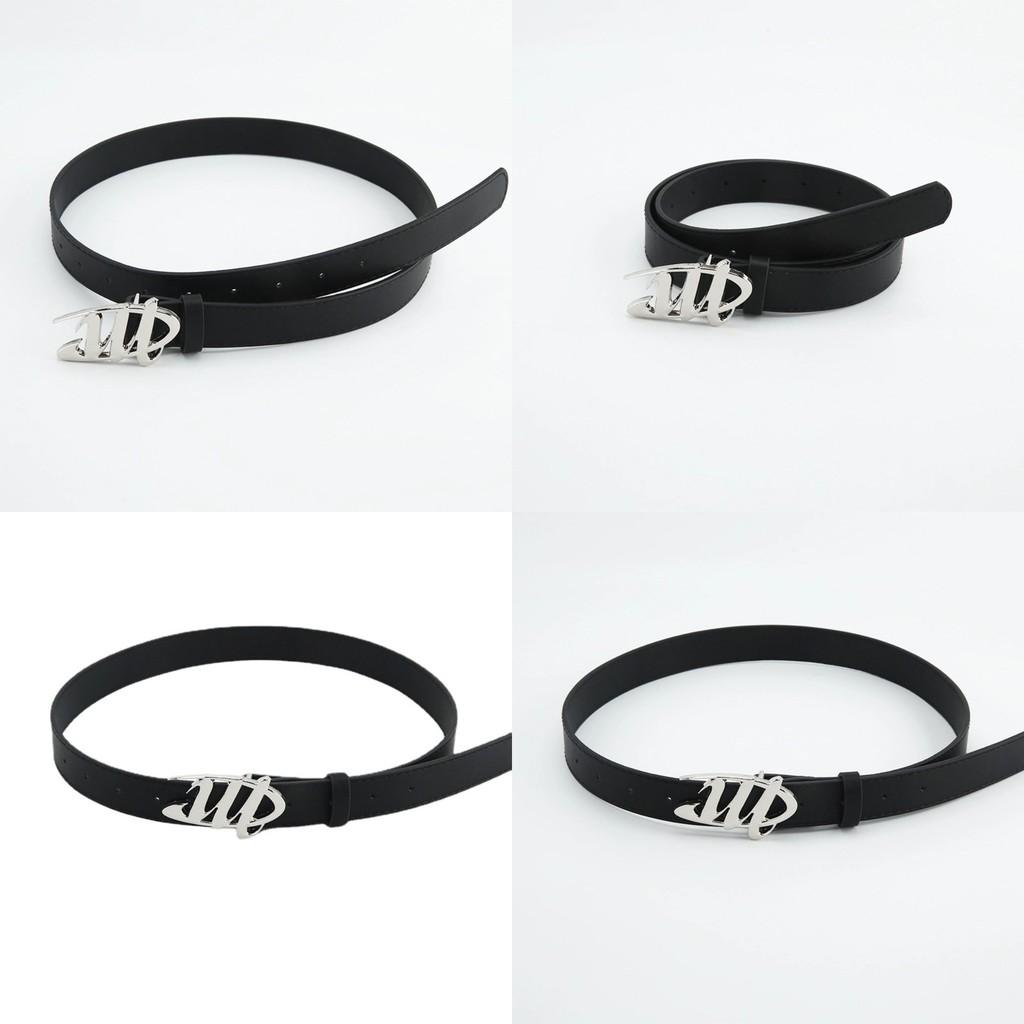 Buckle Wshaped Smooth Black Belt And Clothing Decoration Casual Versatile