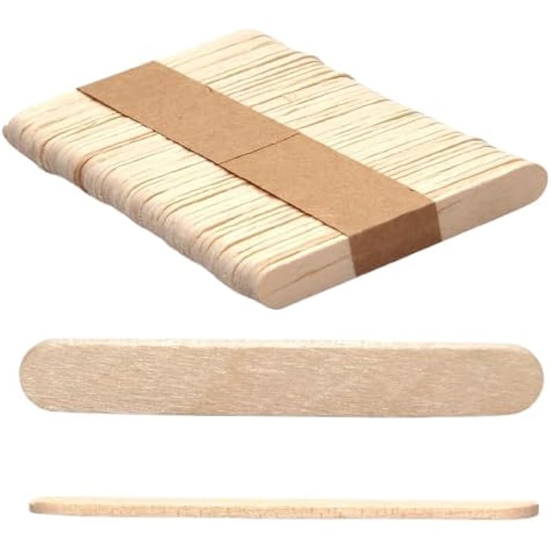 Eclet 50 White Wooden Craft Stick Premium Natural Wooden Piece Ice Cream Sticks(A)