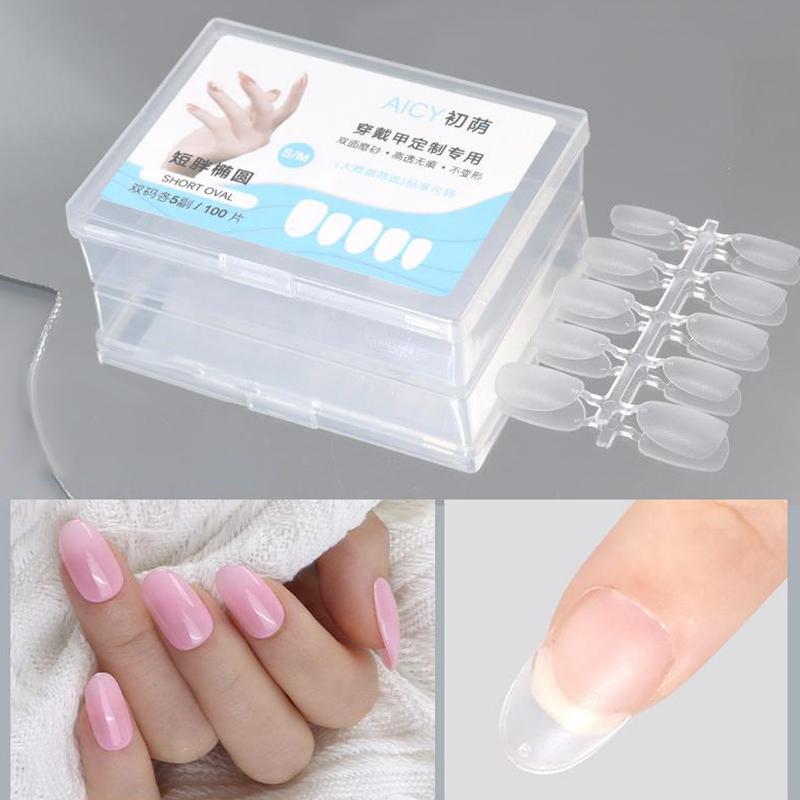 100Pcs/Box Matte Fake Nails No Polishing Press On False Nails Medium Short Design High Matt Soft Gel Nail Tips For Extension