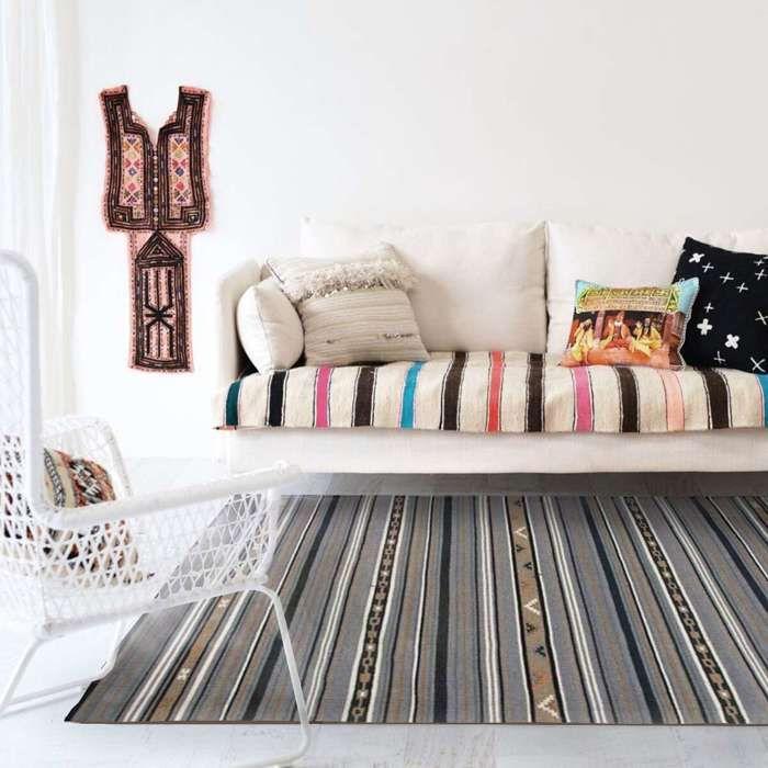 Wool Rug with Ethnic Patterns Grey 160x230