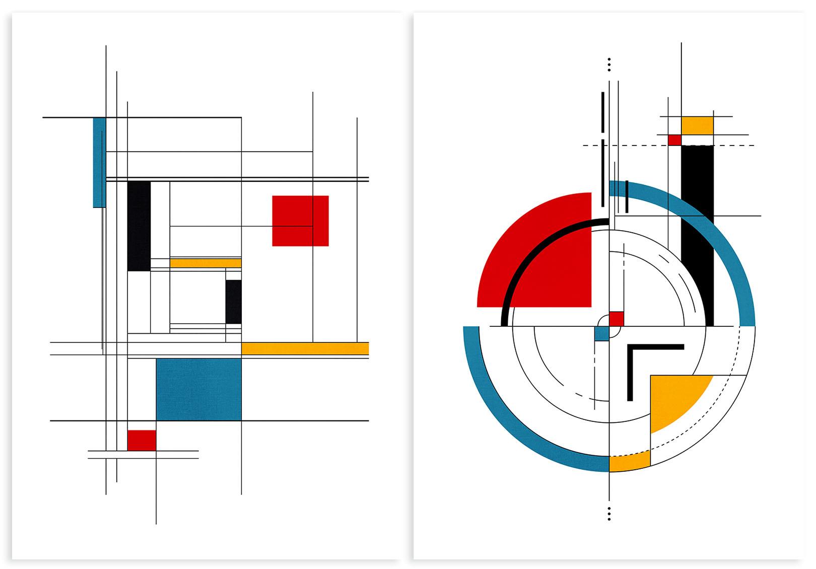 

Zestaw dwóch plakatów geometria mondrian 21x29,7 cm A4