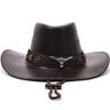 Solid Color Western Cowboy Hats Faux Leather Jazz Cap Casual Cowgirl Cap  Unisex