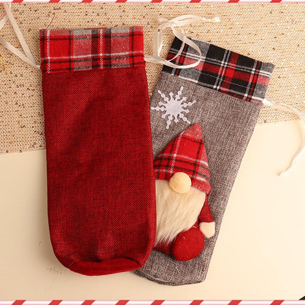 Vánoční obal na láhev vína Santa Claus vzor Držáky na láhev šampaňského Potah na stůl dekorace dárek