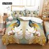 Duvet Cover Peacock Exotic Birds Animals Quilt Cover Polyester Feather Butterfly Flowers Bedding Set King For Girls Teen Room