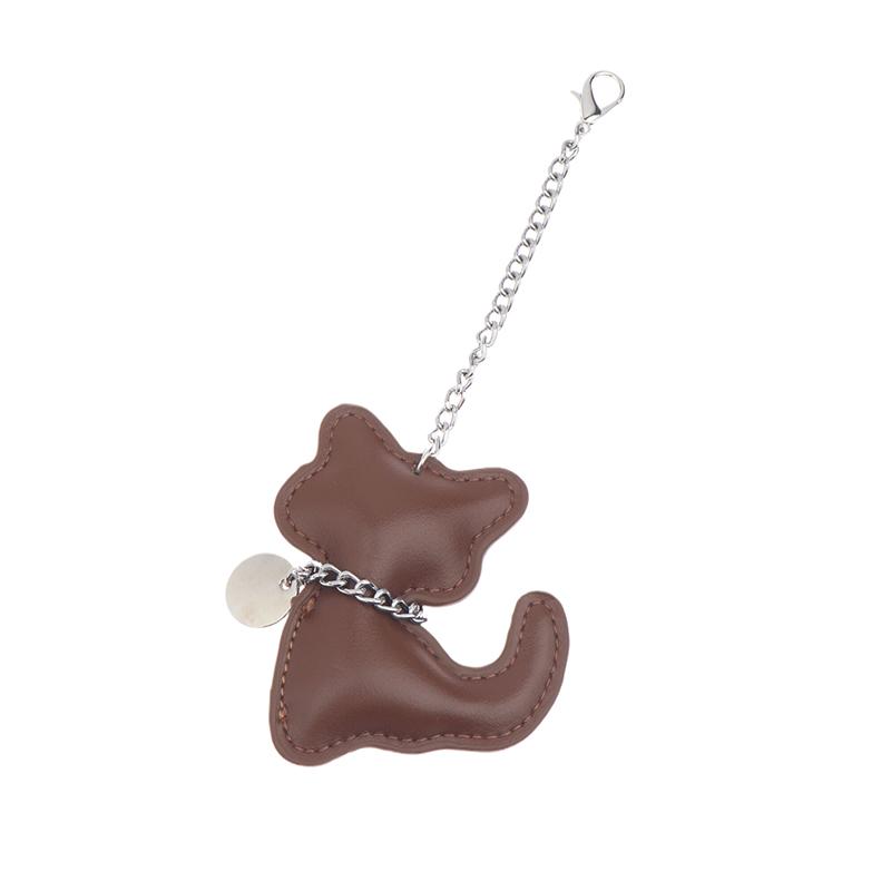 Pu Leather Cat Keychain Cute Animal Keyring Women Bag Charm Handbag Hanging Pendant Decoration Girl Gifts