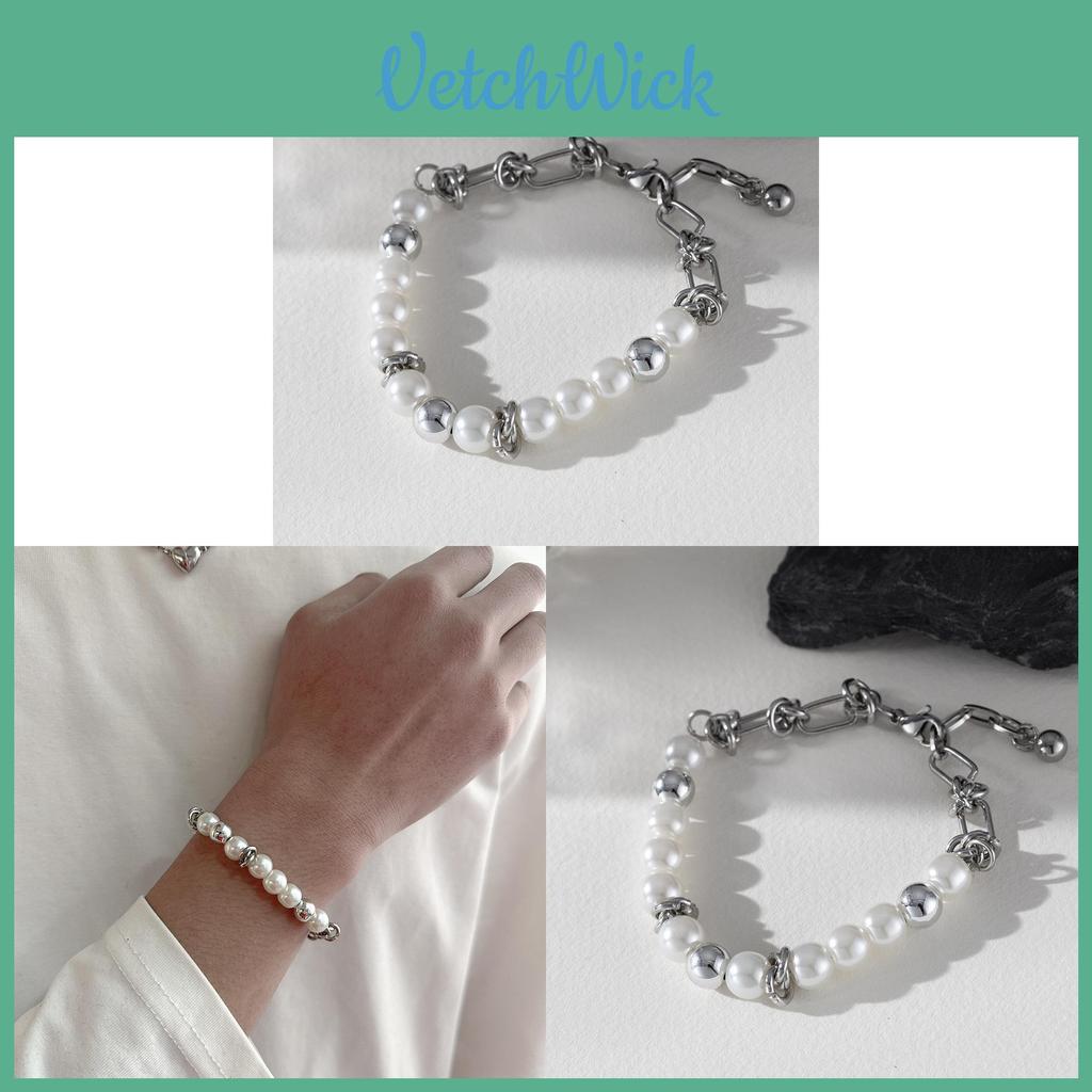 Minimalist Stainless Steel Pearlstyle Bracelet For Women And Men Gift Ideas