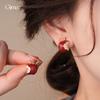 Vintage Simple Zircon Drip Oil Red Apple Earrings Stud Earrings Exquisite Earrings Women