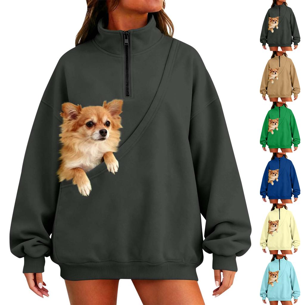 Women's Fashion Solid Color Long Sleeve Casual L Stand Collar Pullover Top