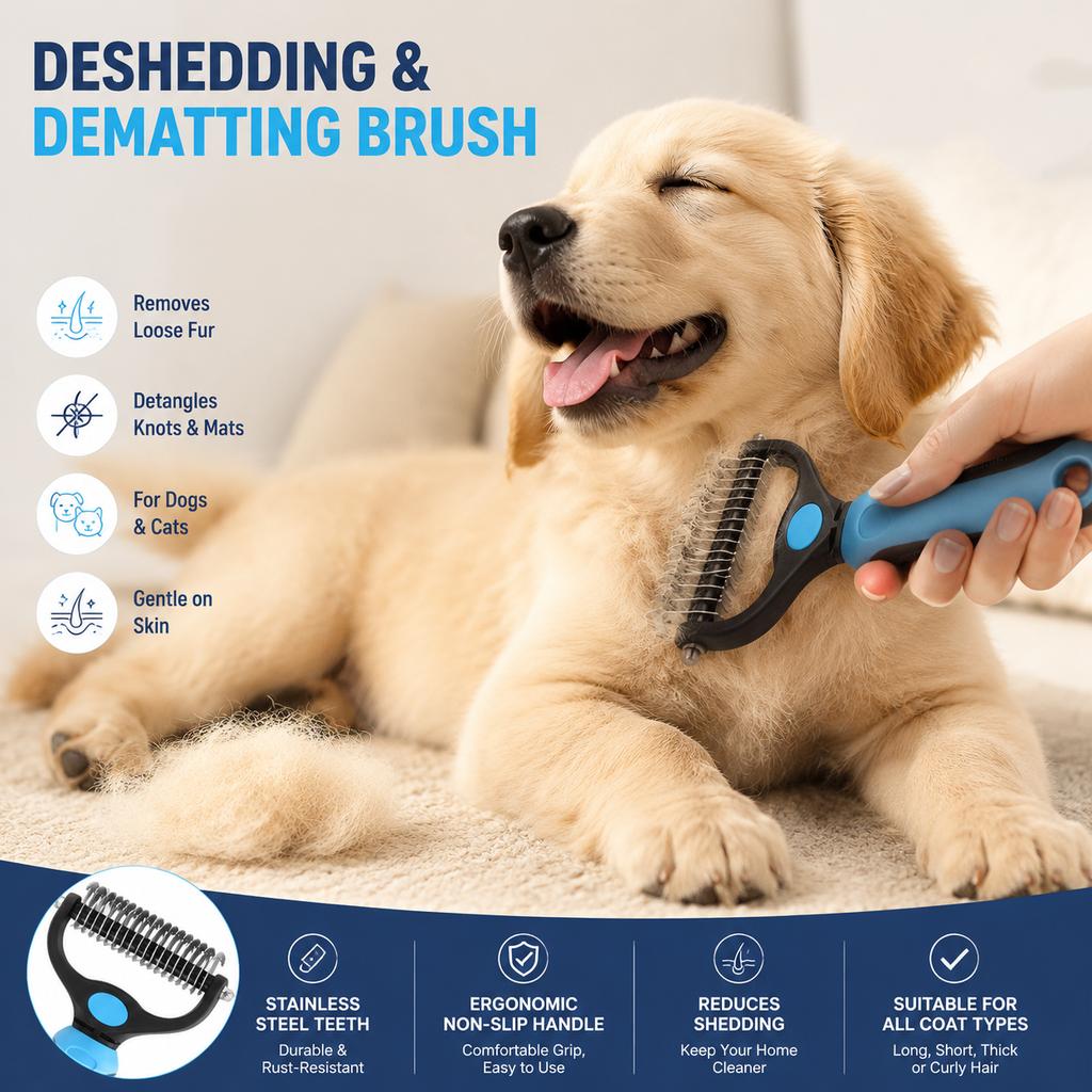 Pet Grooming Comb for Cats And Dogs One Click Pet Hair Remover Comb Removes Loose Fur Fast Cat Hair Remover for All BreedsProfes