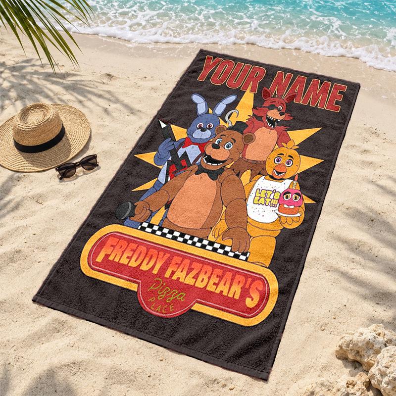 Five nights at freddy Custom Name Beach towels also serve as bath towels summer essential a musthave for the outdoors the beach and the pool