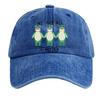 Men's Washed Cotton Baseball Cap With Printed Distressed Soft Top Denim Hat, Vintage Hat