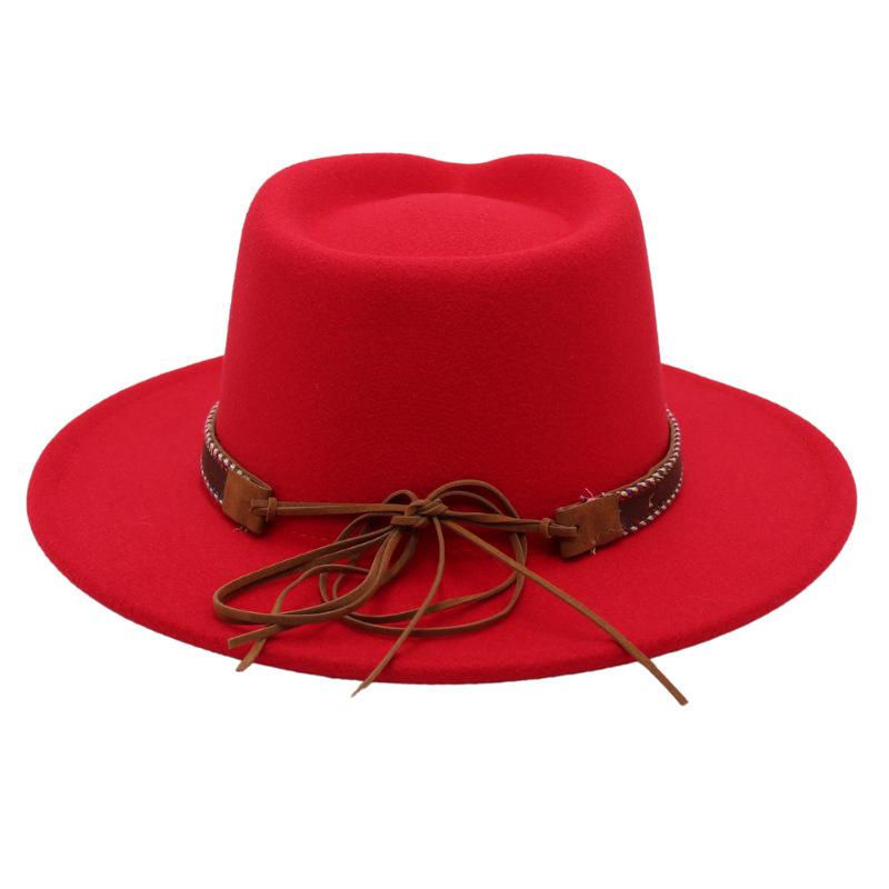 Feather Decoration Ethnic Style Top Hat Tibetan Jazz Hat Temperament Felt Hat Imitation Wool Hat Men'S And Women'S Ins Style