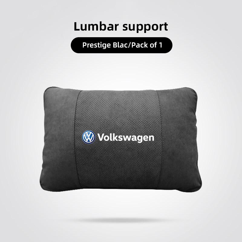 Car Suede Headrest Seat Neck Pillow Head Support For VW Tiguan Arteon Taigo Caddy CC e-up Golf Polo Passat Jetta Amarok Hub Cap