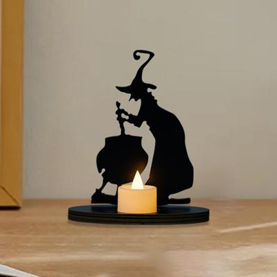 Halloween-Hexe-Ornament, gruselige alte Hexe, Schreibtisch-Holzornament, Halloween-Party, Kerzenhalter, Ornament, Halloween-Geschenk