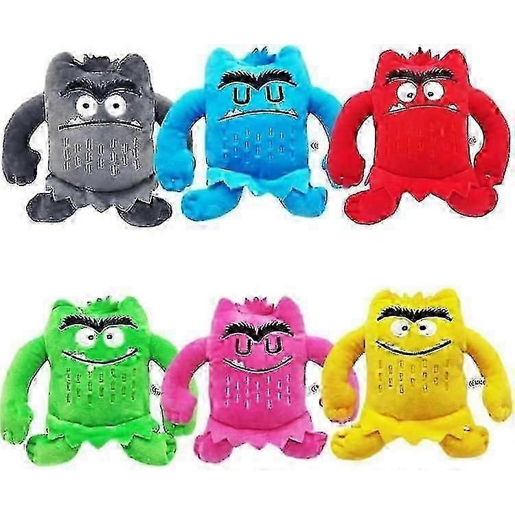 Monster Plüschtiere, Mein emotionales kleines Monster Cartoon-Puppe, Blau/rotes Monster Plüschtier, Farbe Plüschpuppen Set-1set 6 Stück