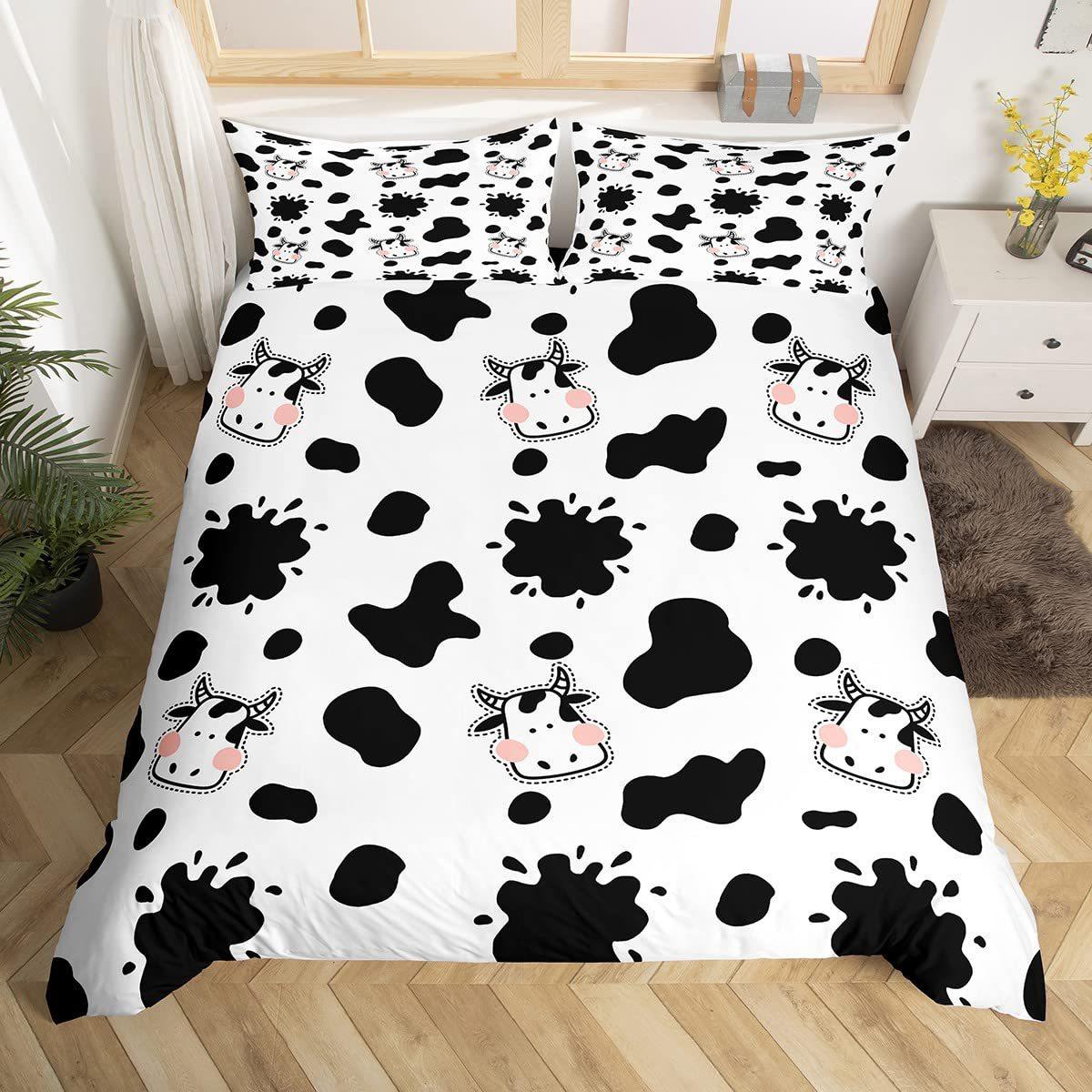 

Farm Cow Duvet Cover Three-Piece Sunflower Quilt Cover Cute Cow Bedding Set EU single 135*200