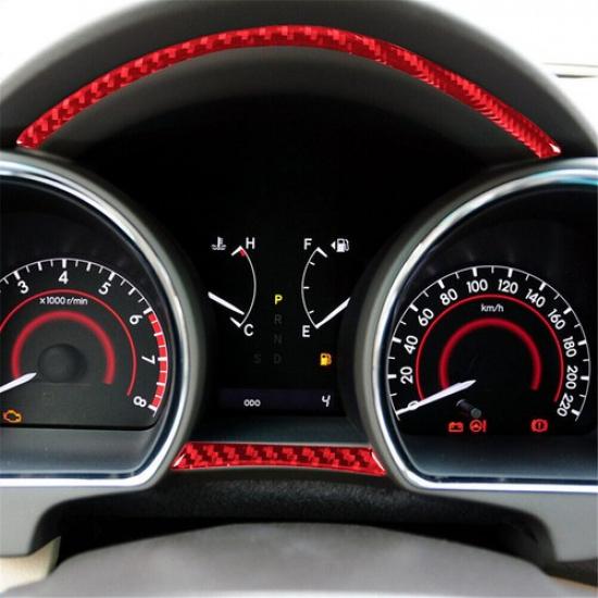 For Toyota Highlander Red Carbon Fiber Interior Speedometer Accent Cover Trim