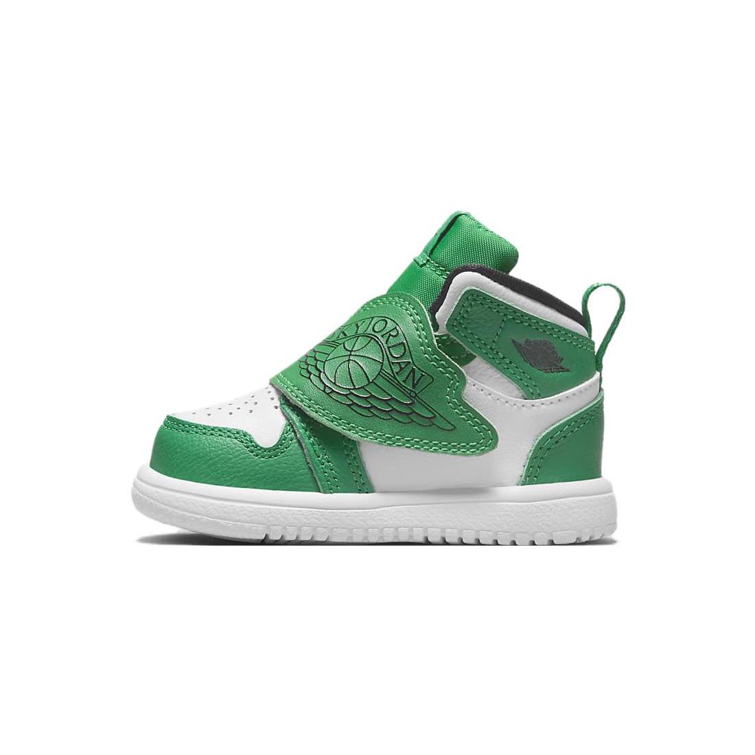 

Jordan Air Jordan 1 TD Leather Slip Resistant Anti Kick High top Toddler Shoes Green White Infant And Toddler BQ7196-301 25