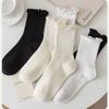 5 Pairs Wooden Ear Lace Jk Socks Women's Midtube Spring and Summer Pile Socks