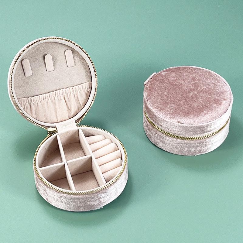 Round Velvet Stud Earrings Box – Anti-Oxidation Jewelry Storage for Earrings and Rings розовый