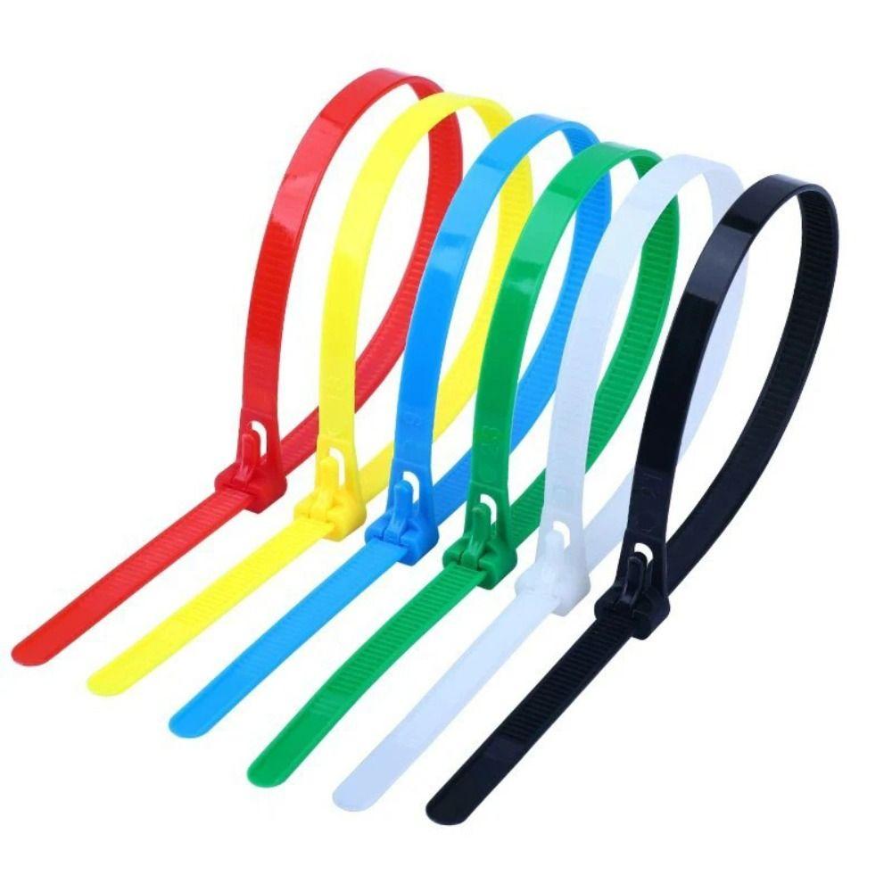 100pcs Reusable Bundle Belt Nylon Strapping Tape Household Goods Cable Ties  Office