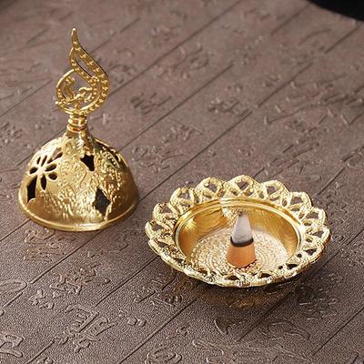 Gold Metal Incense Burner Middle East Arab Aroma Burner Candlestick Dual-Use  Tabletop Decoration Stand for Yoga Home Room