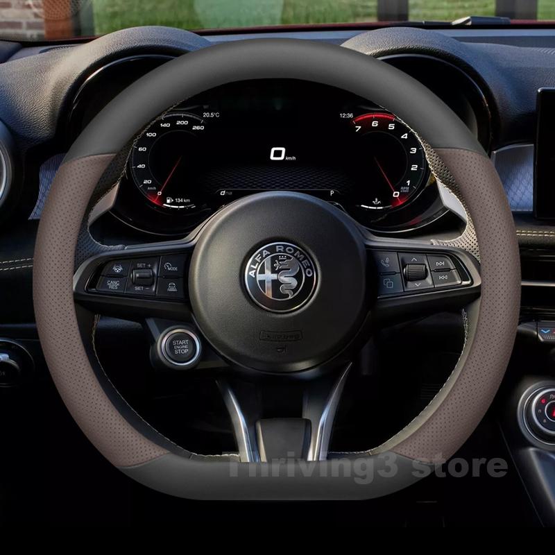 Leather Car Steering Wheel PC Cover For Alfa Romeo Tonale 2019-2025 Covers For Covers Auto interior Alfa Romeo Tonale Accessories