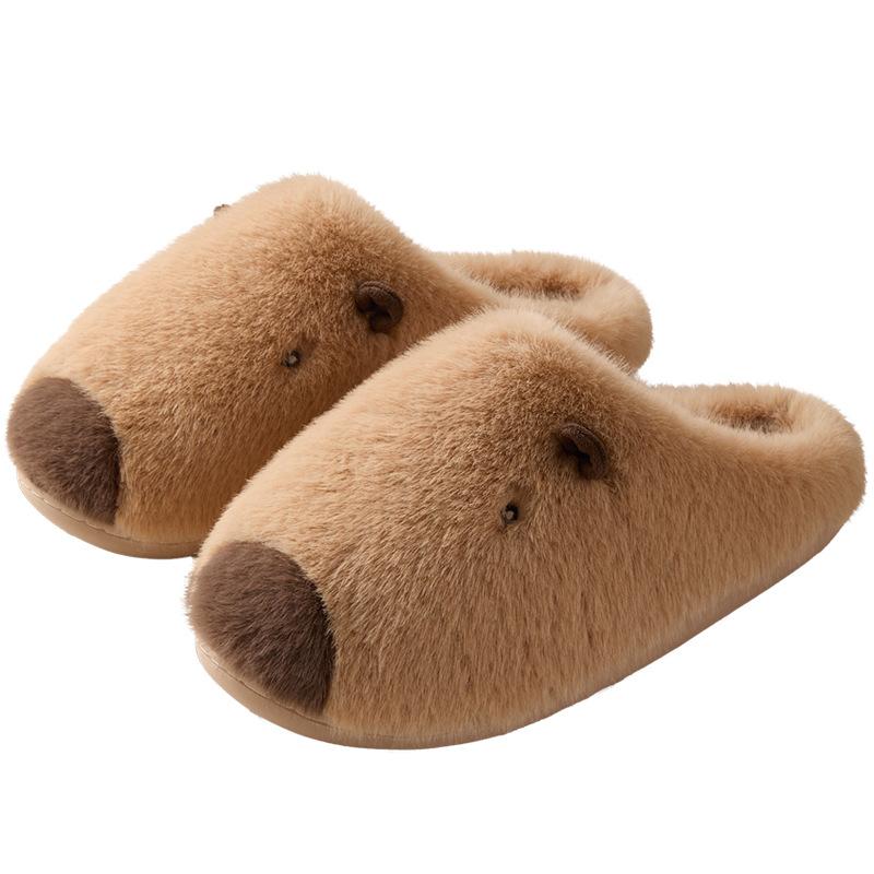 Kapibara plush slippers women's winter new home indoor warm plush cotton slippers men