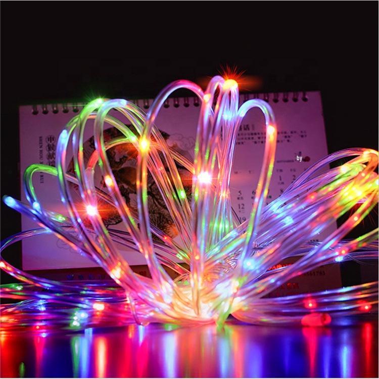 Outdoor Rainproof Solar LED String Lights - Colorful PVC Tube for Courtyard Decoration