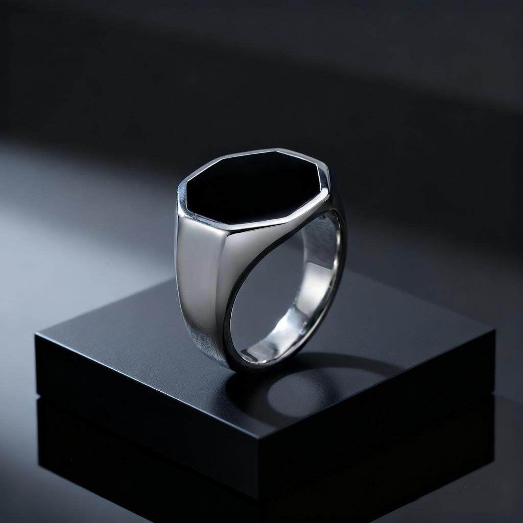 Stylish Punk Geometric Hexagon Stainless Steel Smooth Signet Ring Fashion Minimalist Jewelry for Men Him Gifts