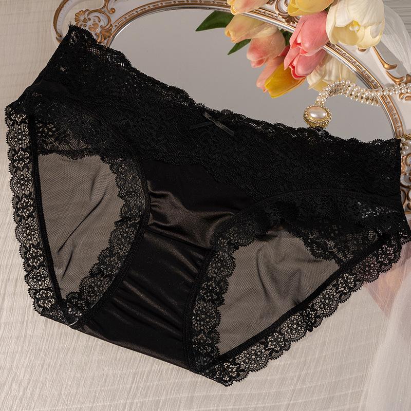 Ladies Spring and Summer Sexy Lace Stitching Mesh Gauze Briefs