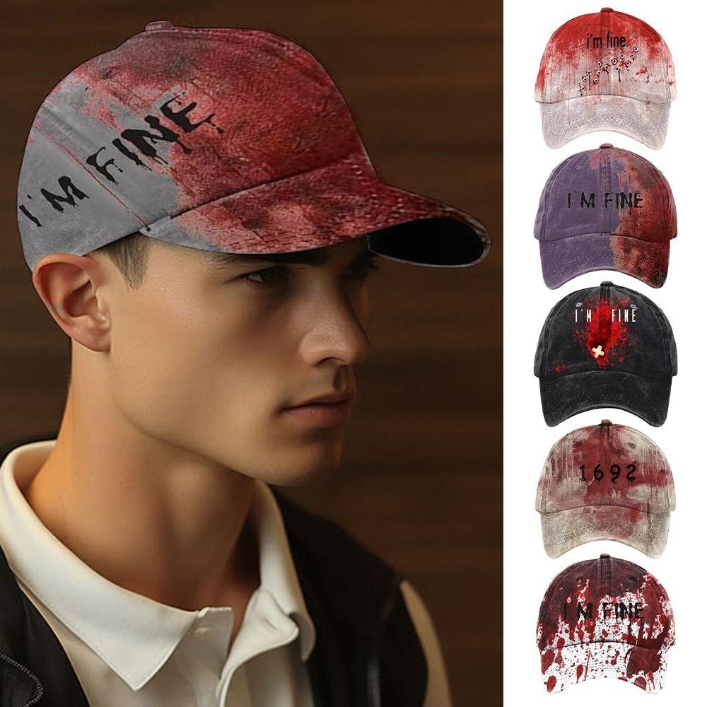 Leisure 3D Printed Halloween Hat Sunshade Tie-Dye Horror Holiday Baseball Hat UV Protection Anti-sun Baseball Cap Summer