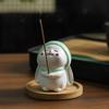 Cute Rabbit Ceramic Incense Holder Incense Stick Burner Bamboo Tray Home Decor Aromatherapy Ornament for Yoga Room Desk Gift