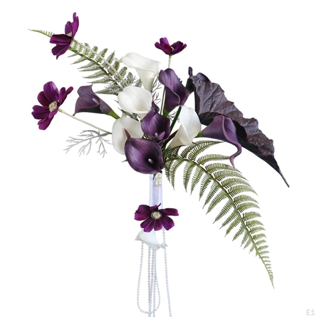 Artificial Calla Lily Flowers, Bride Holding Wedding Bouquet, Lifelike Faux Flowers for