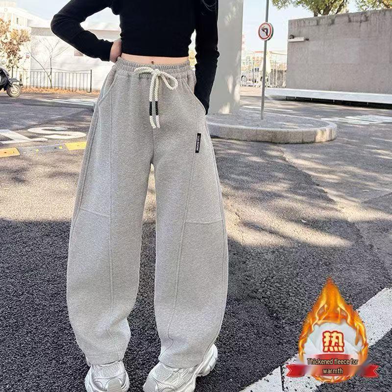 Girls' Wide-Leg Fleece Pants - Autumn/Winter Thickened Casual Sportswear
