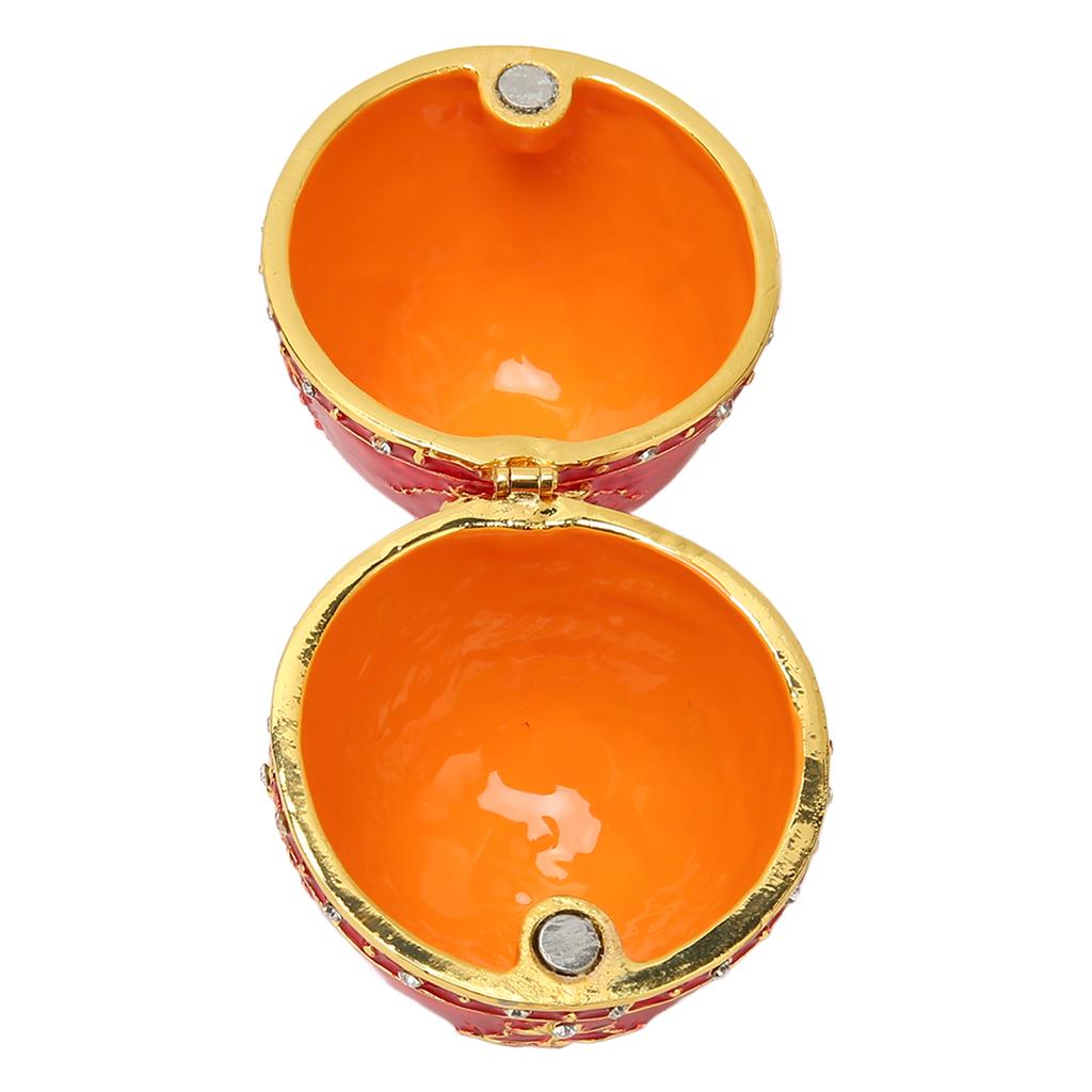 Egg Style Jewelry Trinket Box Zinc Alloy Hand Painted Enameled Decorative Hinged Egg Shaped Trinket Box for Home Decor