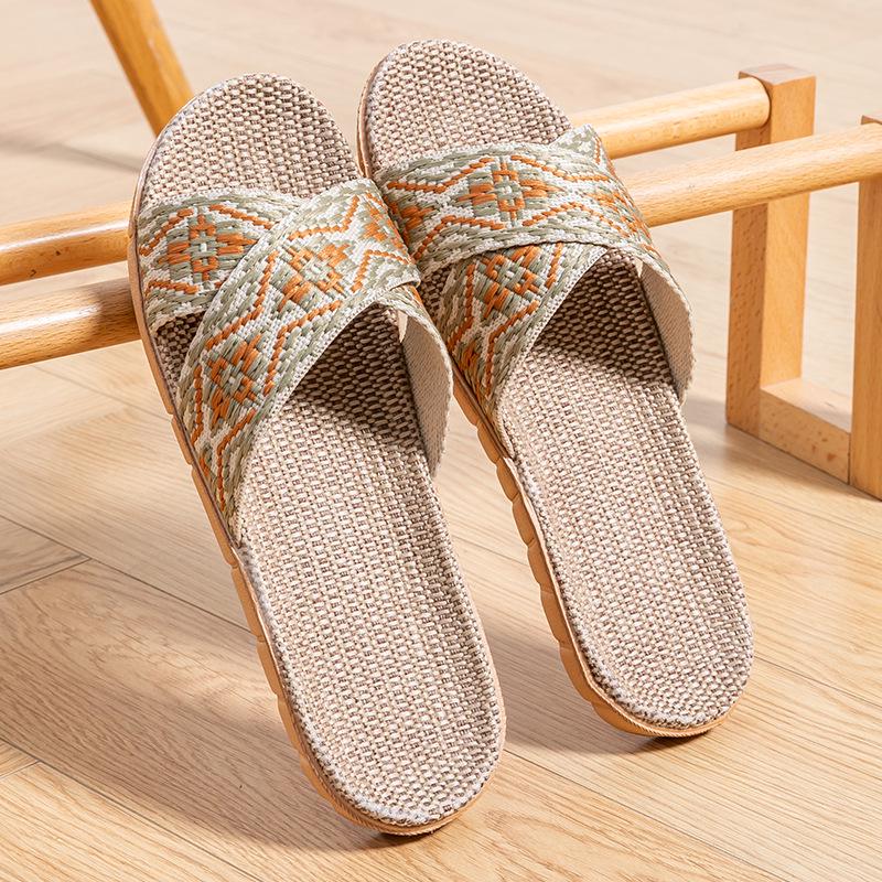 

Льняные тапочки - всесезонные, с толстой подошвой, из ротанговой соломы, сандалии унисекс для ношения в помещении 37-38