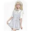 Snowflake Time: Japanese Lolita Stand-Collar Dress Set with Bib & Bow Tie